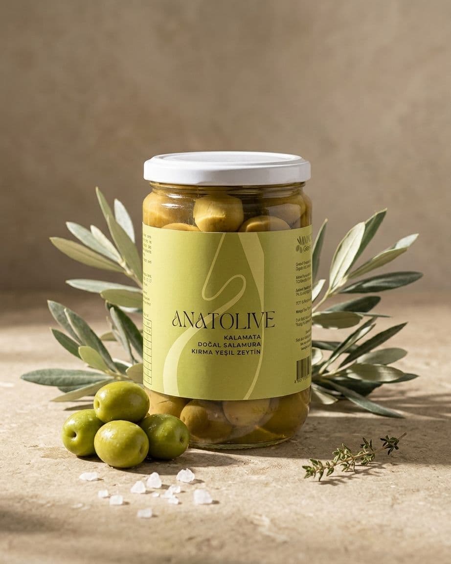 Anatolive Doğal Salamura Kalamata Kırma Yeşil Zeytin